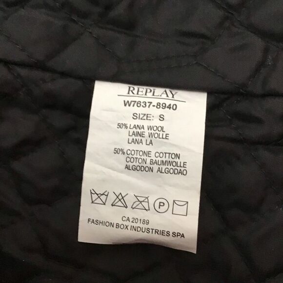 REPLAY jacket pea coat navy blue wool & cotton 50% wool 50% cotton pockets small - Picture 11 of 16